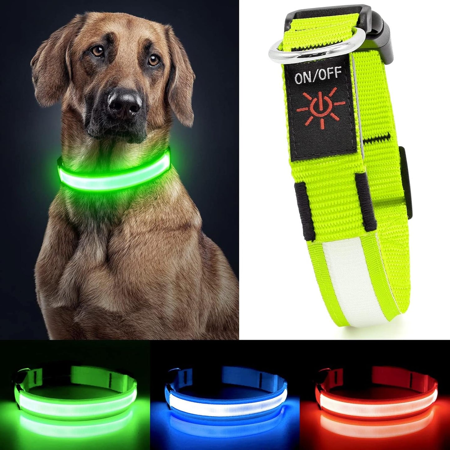 Pawzioo™ High-Brightness LED Dog Collar – Durable & Rechargeable
